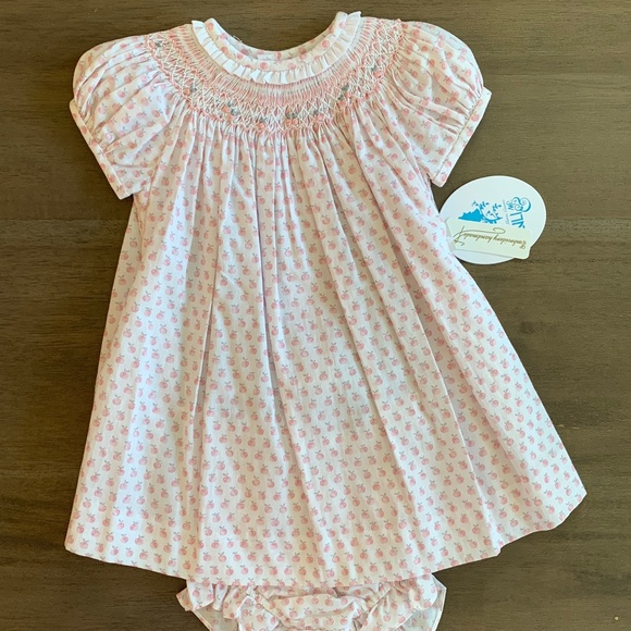 Luli and Me Other - New Luli & Me Apples Print Smocked Bishop Dress
